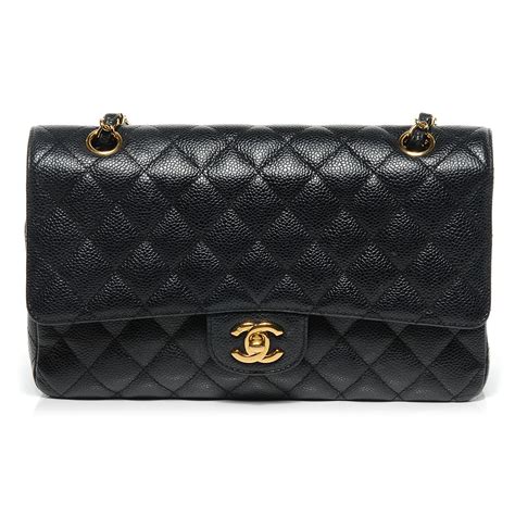 CHANEL Caviar Quilted Medium Double Flap Dark 